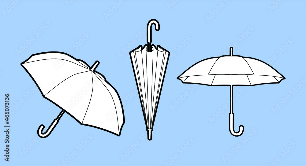 Set of vector images of umbrellas  - obrazy, fototapety, plakaty 
