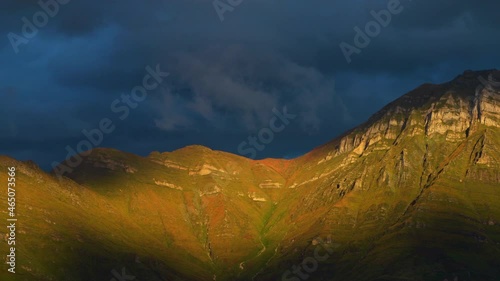 Landscape in the surroundings of Monte Castro Valnera and the source of the Pas River near Vega de Pas in the Valles Pasiegos. Cantabria, Spain, Europe photo