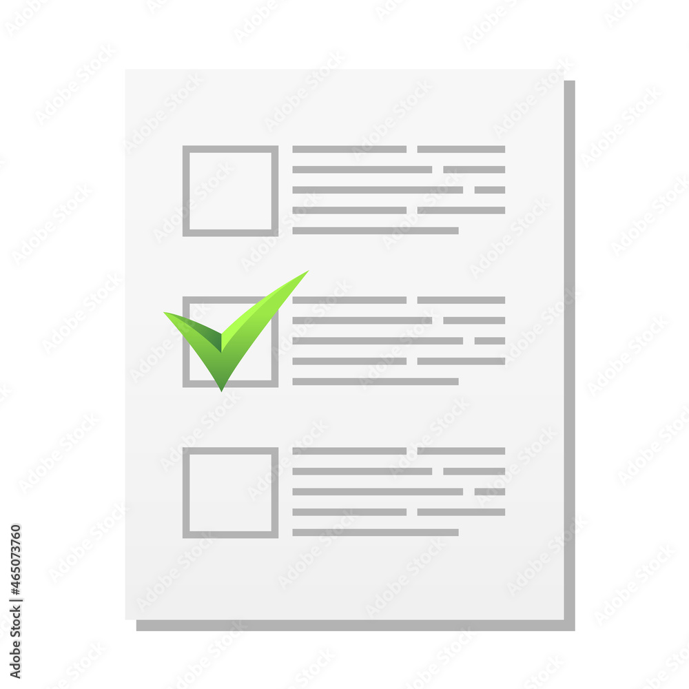 Checklist. A piece of paper with a list and a green check mark. Vector illustration. Checklist. A piece of paper with a list and a green check mark. Vector illustration.