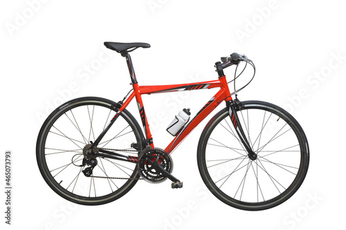 red racing sport road bike bicycle racer isolated on white background..