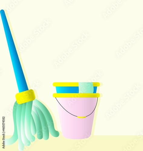 set of cleaning products cleaning products and brushes