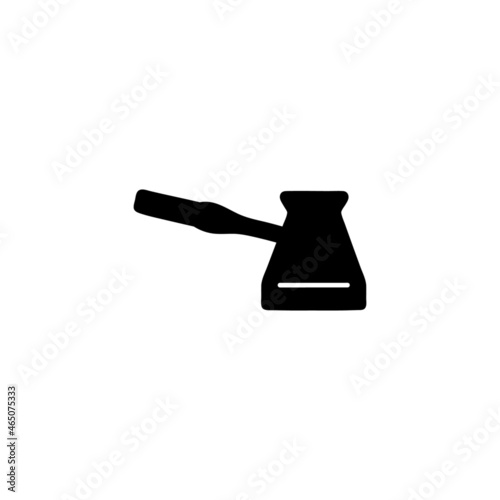 turkish coffee pot icon  in solid black flat shape glyph icon, isolated on white background 