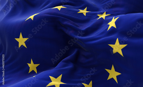 The flag of The European Union flapping in the wind