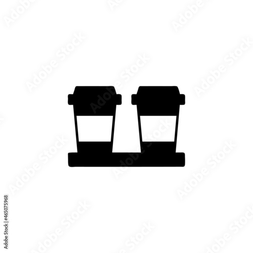 Coffee cups icon  in solid black flat shape glyph icon, isolated on white background 
