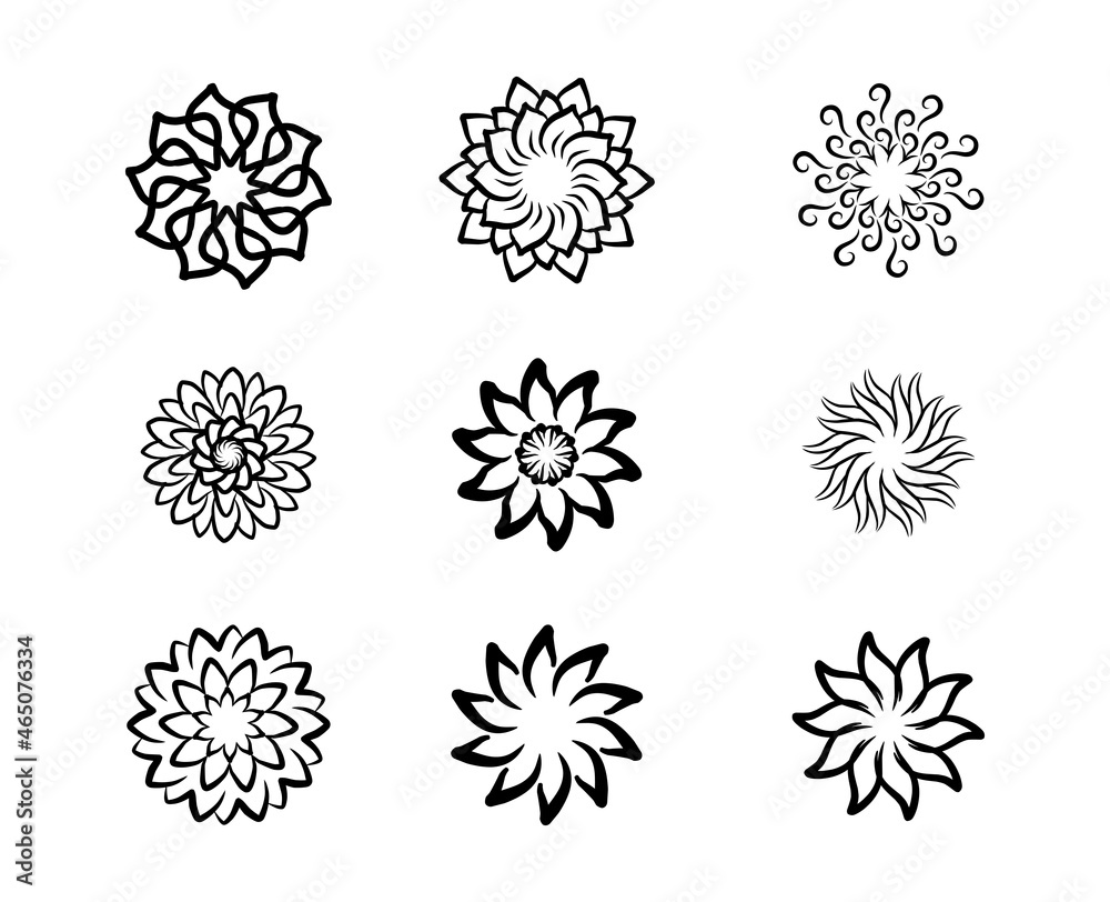 Obraz premium Beautiful flower petal icon collections. vector hand drawing art