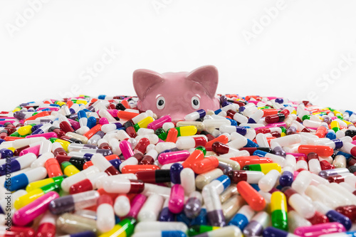 Piggy bank up to its eyes i...