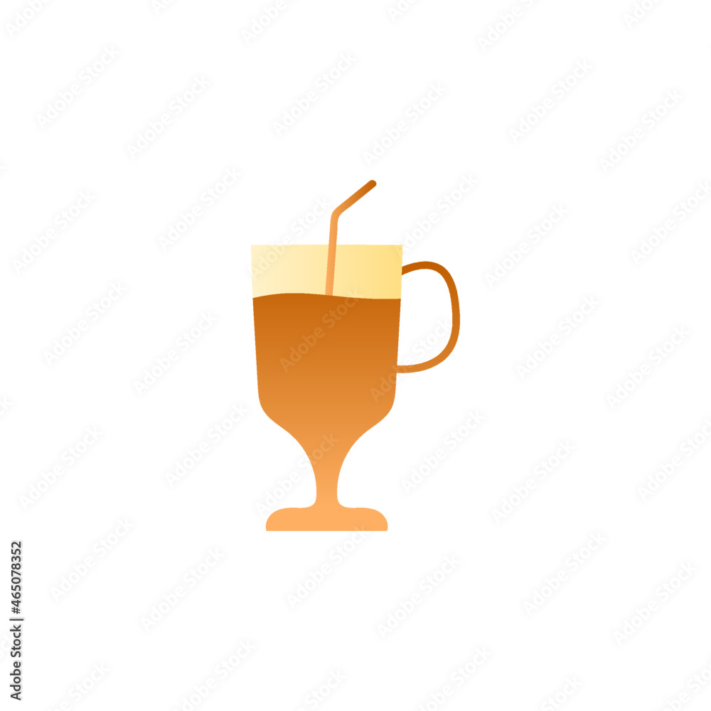 Coffee latte icon in flat black line style, isolated on white Coffee latte icon in flat black line style, isolated on white