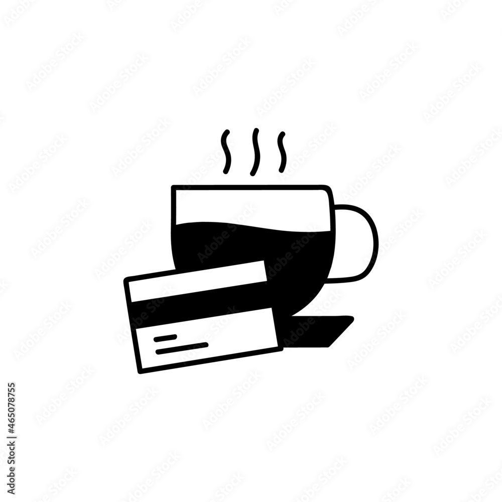 coffee payment icon in solid black flat shape glyph icon, isolated on white background coffee payment icon in solid black flat shape glyph icon, isolated on white background