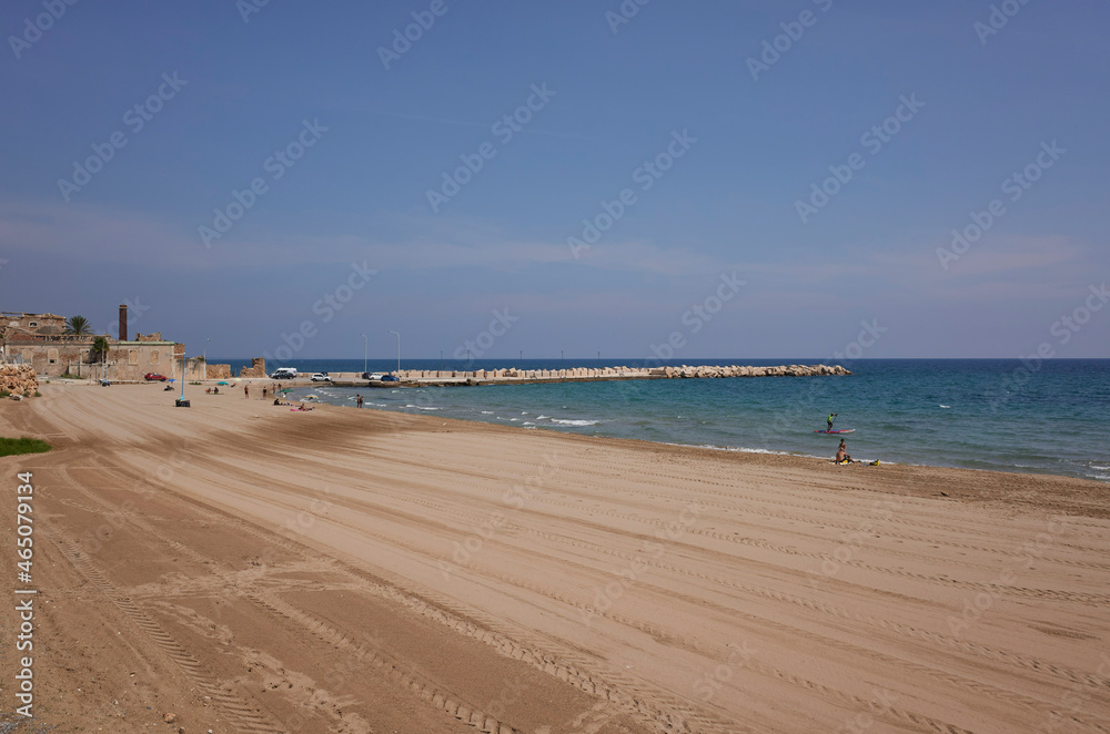 Marina di Avola, Italy - September 15, 2021 : View of Marina di Avola beach