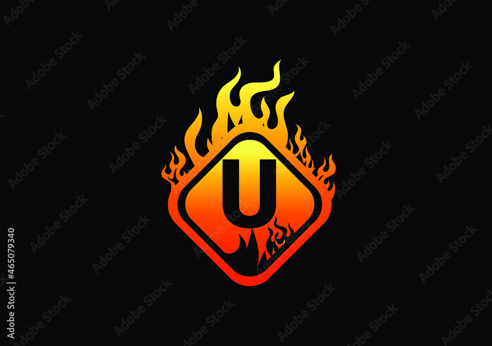 Fire U Letter Logo And Icon Design Template