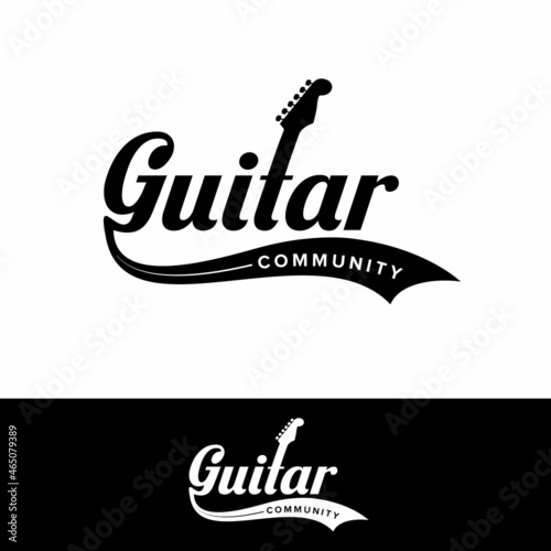 Simple Minimalist Guitar community Logo design