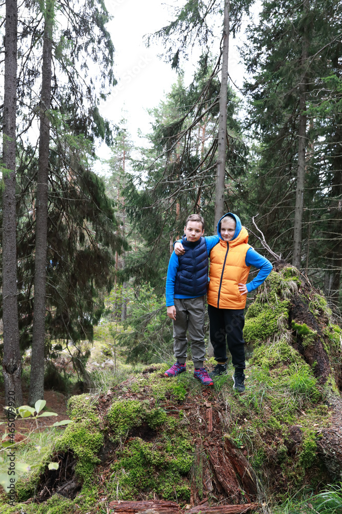 Children at foot of Mount Hiidenvuori Children at foot of Mount Hiidenvuori