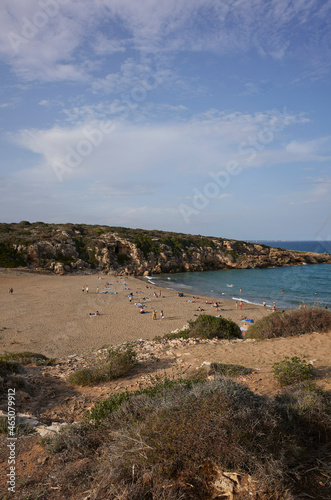 Vendicari, Italy - September 21, 2021 : View of Calamosche beach in Vendicari nature reserve