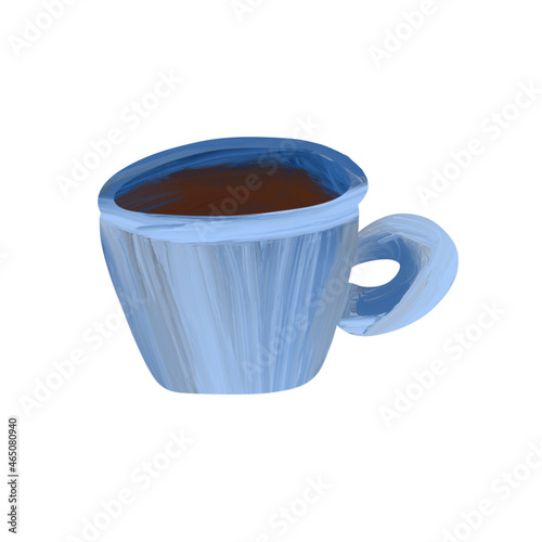 Blue cup with coffee on an isolated white background. Logo, clipart.