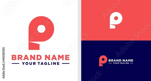 LETTER P LOGO PIN MAP NEGATIVE SPACE APP EDITABLE