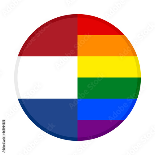 Free Download round icon with netherlands and rainbow flags. vector illustration isolated on white background - GFXLoad