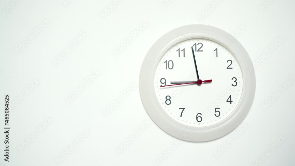 Wall clock walking showing 9 hours. It's nine o clock already. Time deadline concept. Timelapse. Wall clock walking showing 9 hours. It's nine o clock already. Time deadline concept. Timelapse.