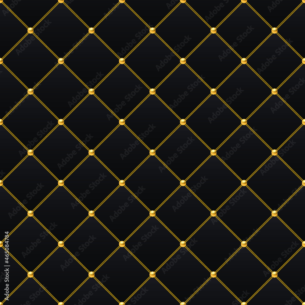Black luxury background with golden chains and beads. Vector illustration. Black luxury background with golden chains and beads. Vector illustration.
