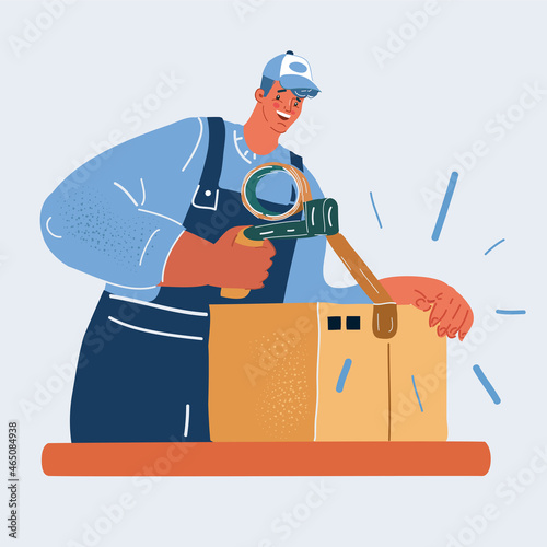 Vector illustration of Delivery service. postman or packer packs the goods