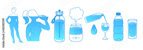 Vector set of water balance illustrations