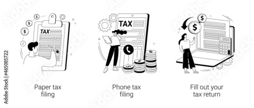 Tax return deadline abstract concept vector illustrations.