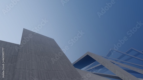 3d rendering architecture background of geometric shapes of buildings