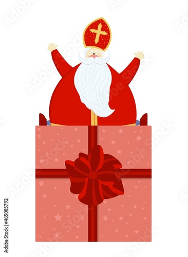 Cute postcard for Saint Nicholas Sinterklaas - greeting card or banner. Vector illustration of St. Nicholas Day