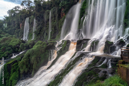 View to the beautiful Iguazu waterfalls in Latin America  Argentina.