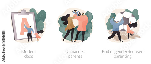 Parenting roles abstract concept vector illustrations.
