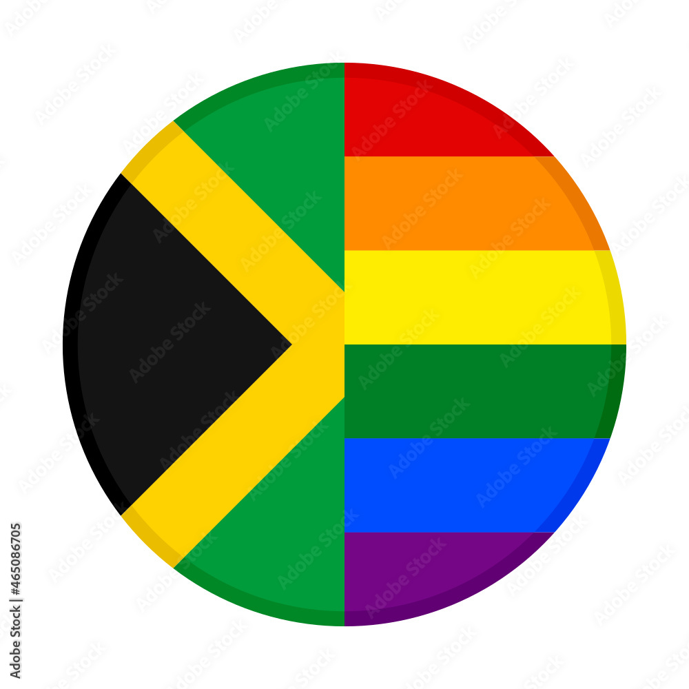 round icon with jamaica and rainbow flags. vector illustration isolated on white background