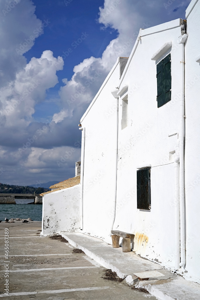 back side of Vlacherna Monastery in Kerkyra on Corfu, Greece back side of Vlacherna Monastery in Kerkyra on Corfu, Greece