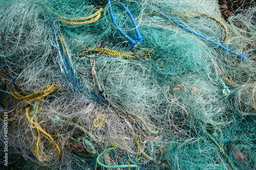 blue fishing nets background © chrupka
