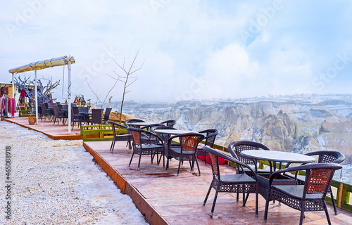 The cafe in winter Cappadocia, Turkey photo