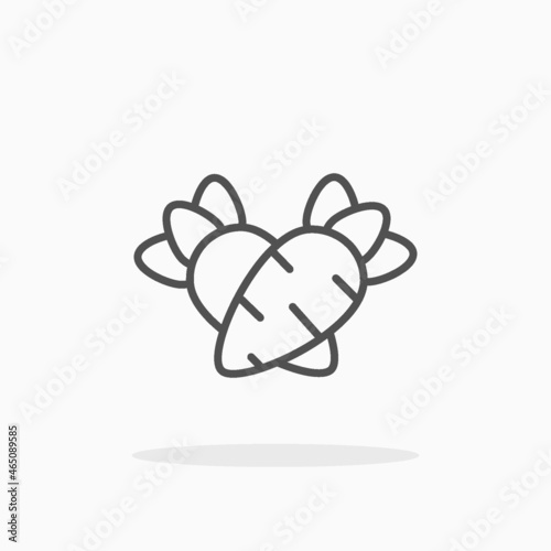 Carrot icon. Editable Stroke and pixel perfect. Outline style. Vector illustration. Enjoy this icon for your project.