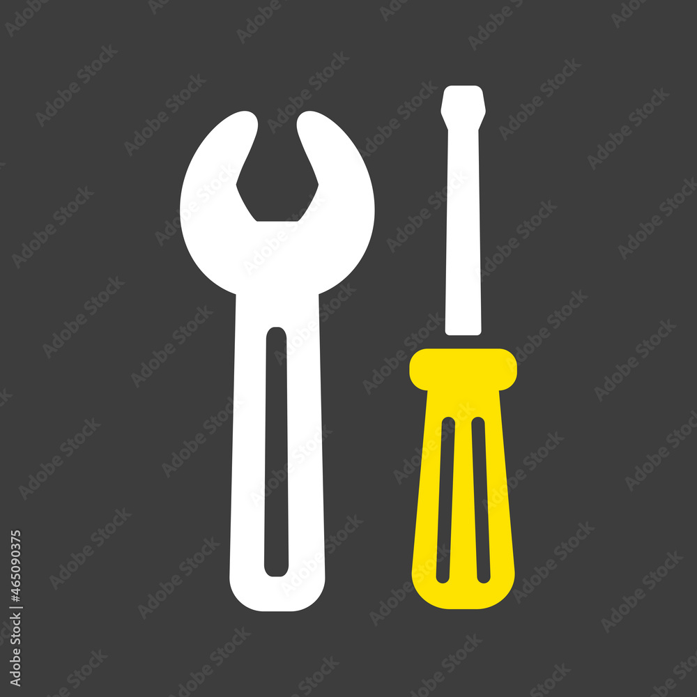 Screwdriver and wrench vector isolated flat icon Screwdriver and wrench vector isolated flat icon