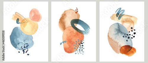 Panel kuchenny z motywem Modern abstract watercolor art. Compositions colorful forms, stains, washes. Poster, cover, card, wall art design.