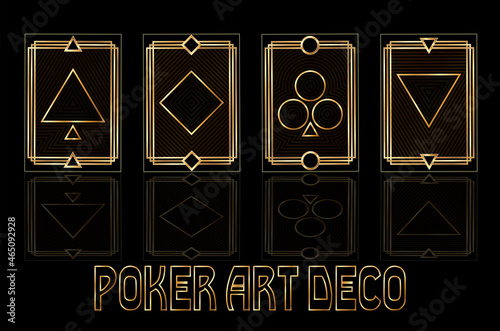 Casino invitation banner with poker cards in style Art deco, vector illustration
