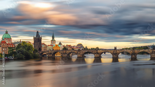 Prague city and Charles Bridge in the Old Town of Prague  Czech Republic