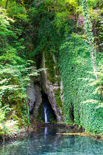 Waterfall with lake photo