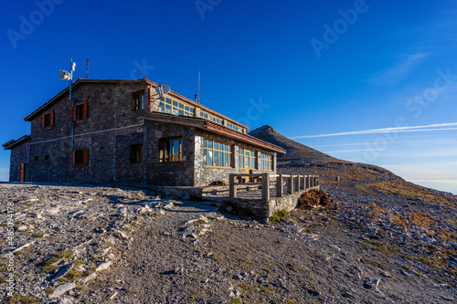 Refuge in the greek mountains made of stone with blue sky in the background © Daniel