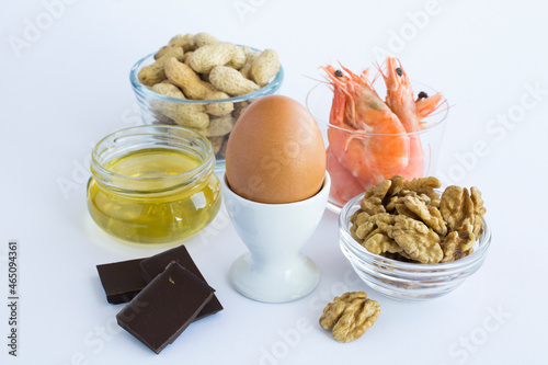 Vászonkép Close-up on food allergens on the white background