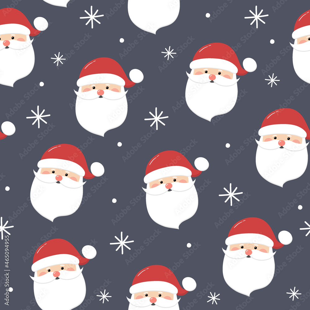 Concept of a seamless pattern with happy Santa Claus. Xmas background. Vector Concept of a seamless pattern with happy Santa Claus. Xmas background. Vector