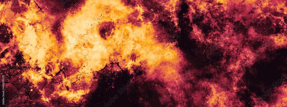 fiery abstract background with orange accent, made with powder brushes, watercolour painting, explosion concept, blast illustration, outburst graphic design, wallpaper for print - obrazy, fototapety, plakaty 