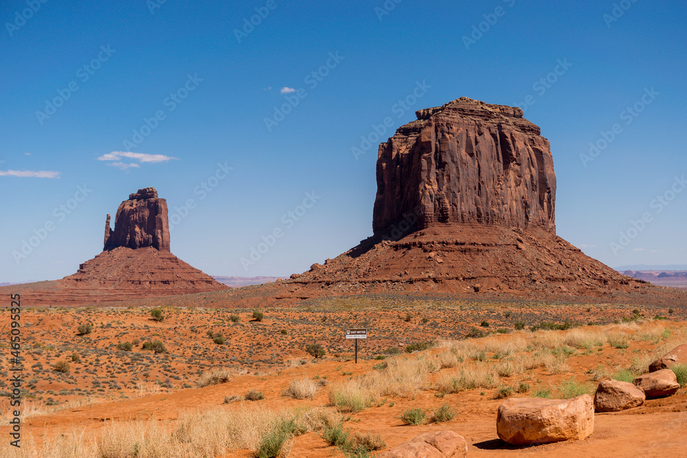 Monument Valley West Mitten Butte and East Mitten Butte Rock Formation Monument Valley West Mitten Butte and East Mitten Butte Rock Formation