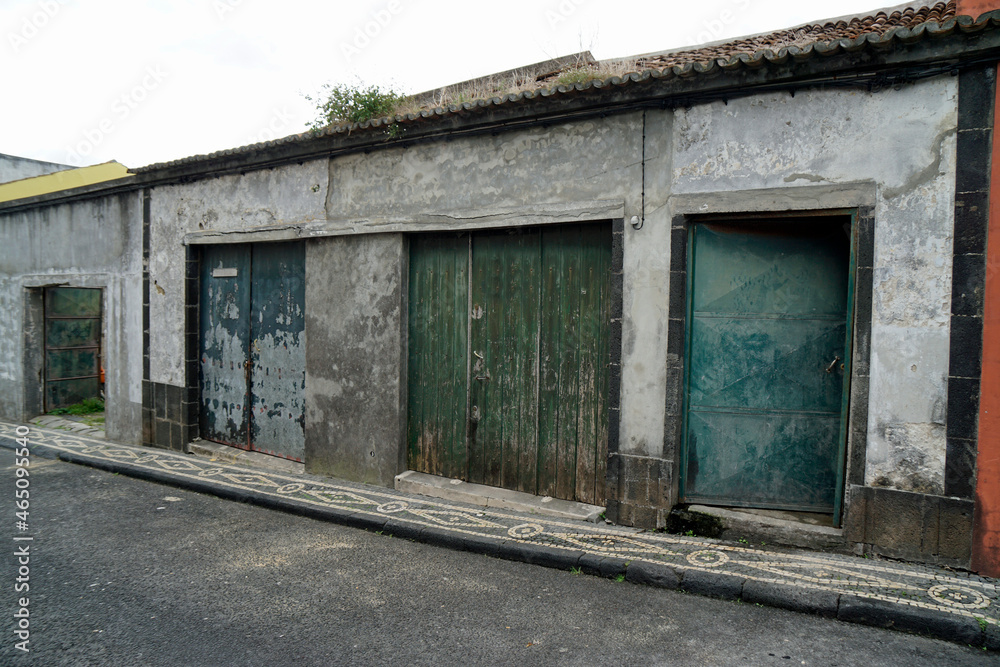 run down houses on azores island sao miguel