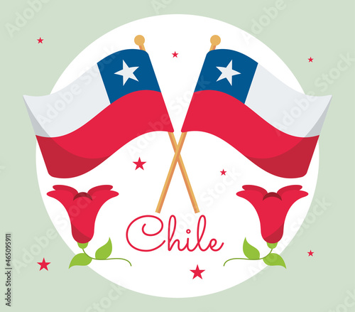 chile flags and flower