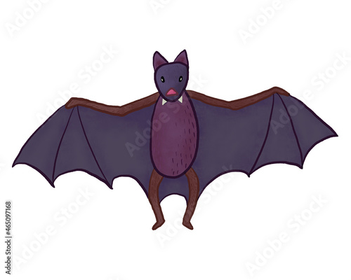 Cartoon bat with outstretched wings (ID: 465097168)