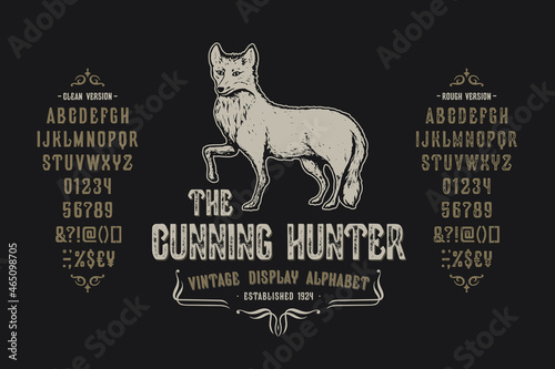 Font The Cunning Hunter. Vintage typeface design