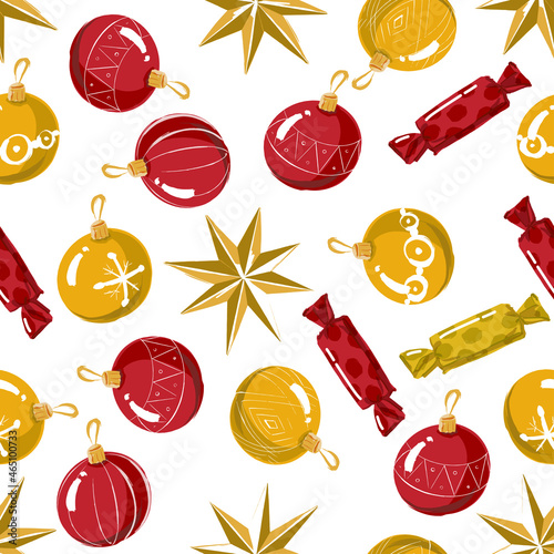 Christmas and New Year seamless pattern with candy's in vector. Template for Greeting Scrapbooking, Congratulations, Invitations, Planner.