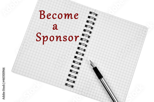 Become a sponsor words on notebook page